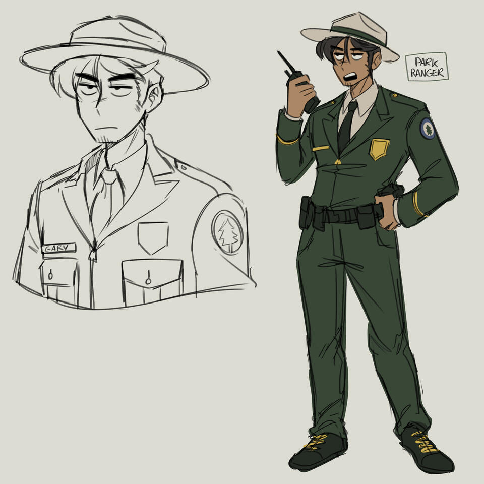 Concept art of the park ranger