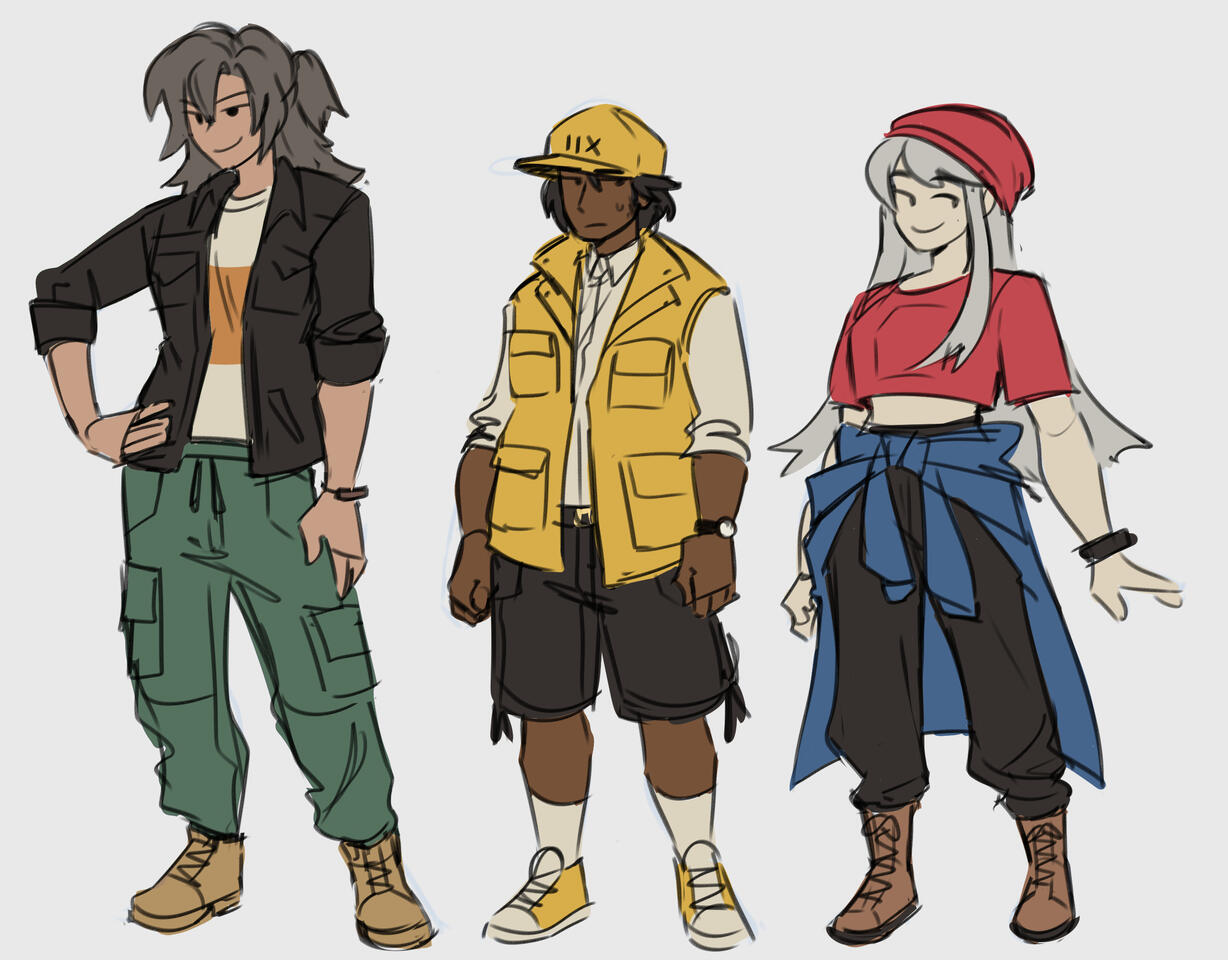 The first sketches created for the main cast